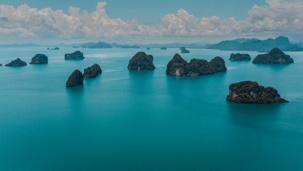 aerial view of the andaman islands on a calm blue ocean