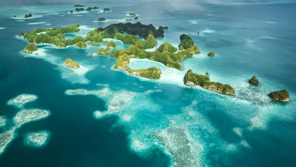 aerial view of islands in the Pacific