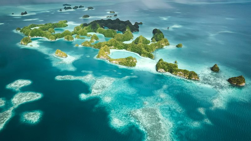 aerial view of islands in the Pacific