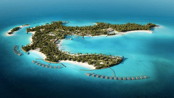 aerial view of patina maldives resort in north male' atoll maldives