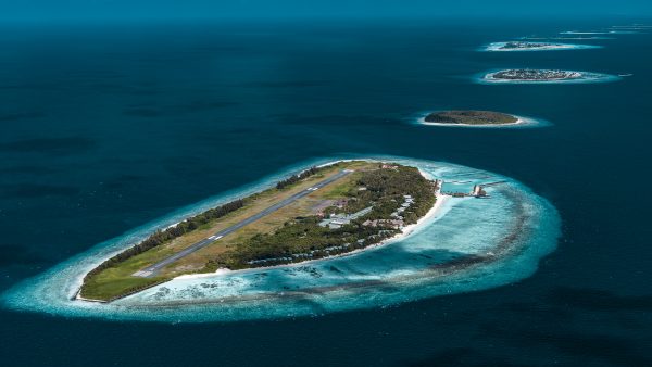aerial view of ifuru island resort in raa atoll maldives